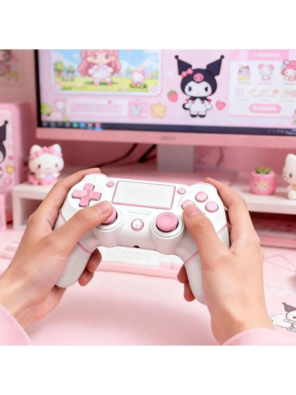 Wireless PS4 Controller 2-Pack, Non-Slip Grip, 3.5mm Audio Jack, USB-C, Pink